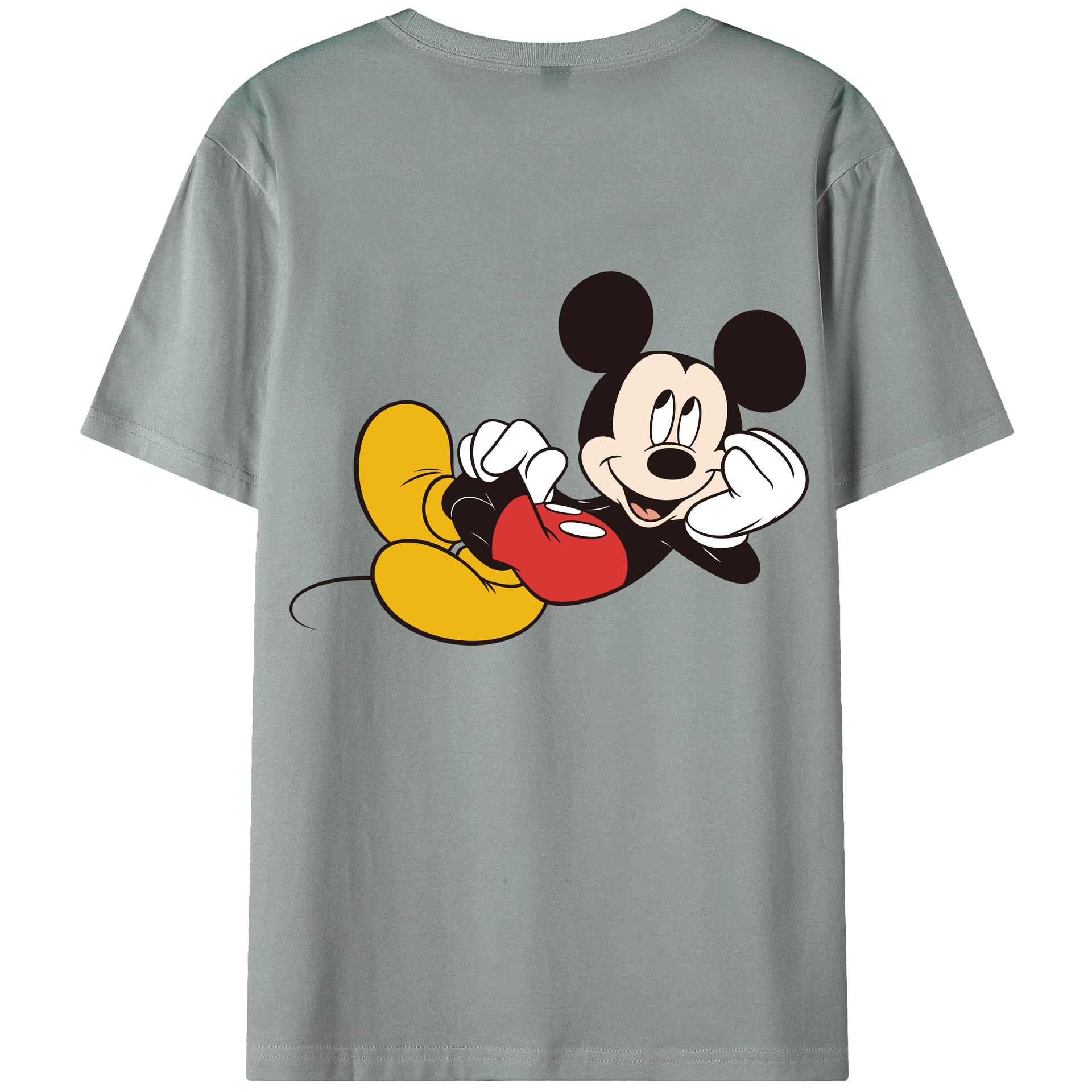 ミッキーマウス Mickey Mouse 綿100％ メンズ半袖Tシャツ（バックプリント） 通気性